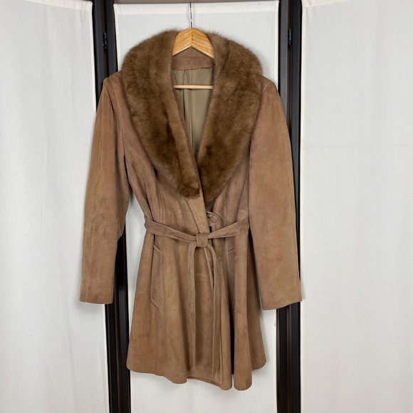 Vintage Suede Coat Fur Collar New England Sportswear Co. Size Unknown - Picture 10 of 14
